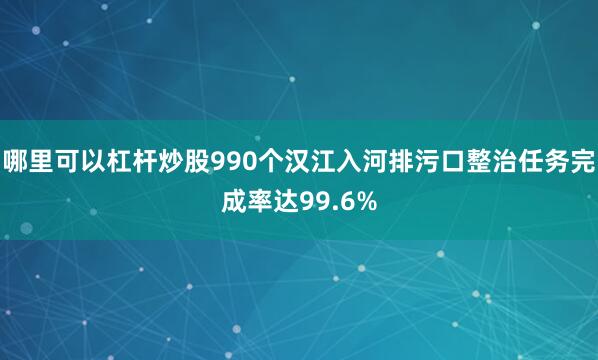 哪里可以杠杆炒股990个汉江入河排污口整治任务完成率达99.6%